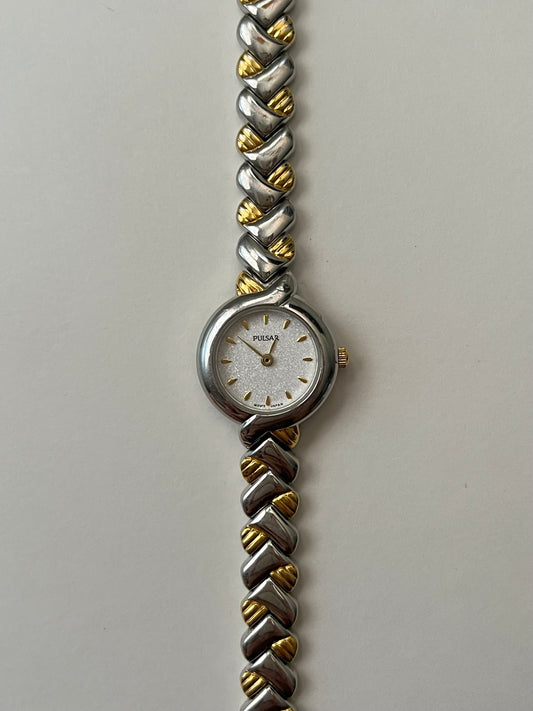 Two Toned Watch with Round Dial