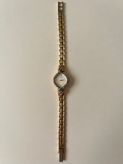Lovely Gold Tone Pulsar Watch with Rubies Accent and Diamond-Shaped Dial