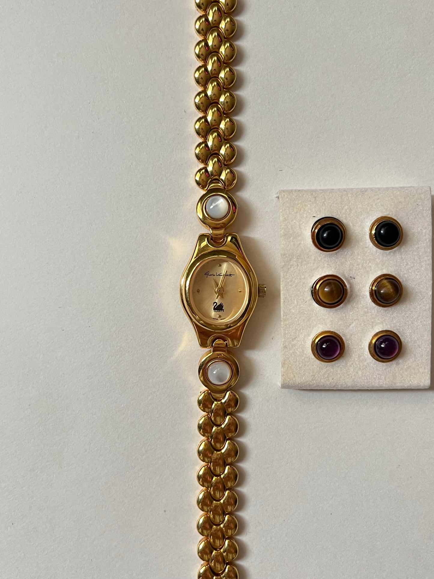 Rare and Unique Gold Tone Watch with Interchangeable Studs