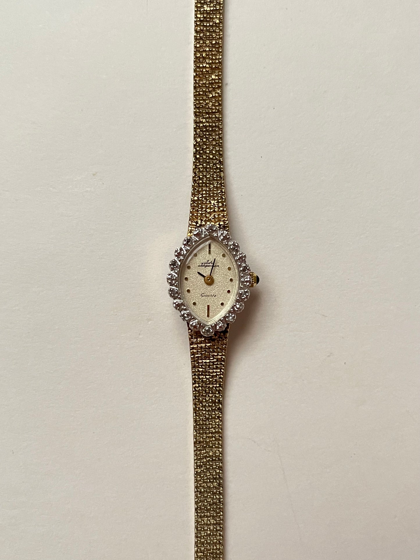Astonishing Vintage Gold Tone Italy Made Jules Jurgensen Cocktail Watch with Real Diamonds