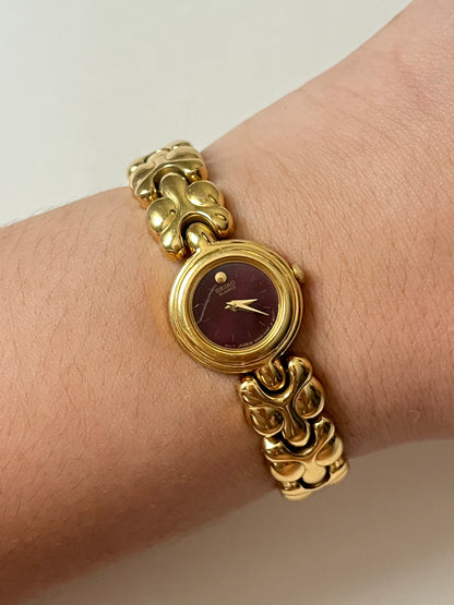 Extremely Rare Gold Tone Seiko Watch with Gorgeous Deep Red Dial