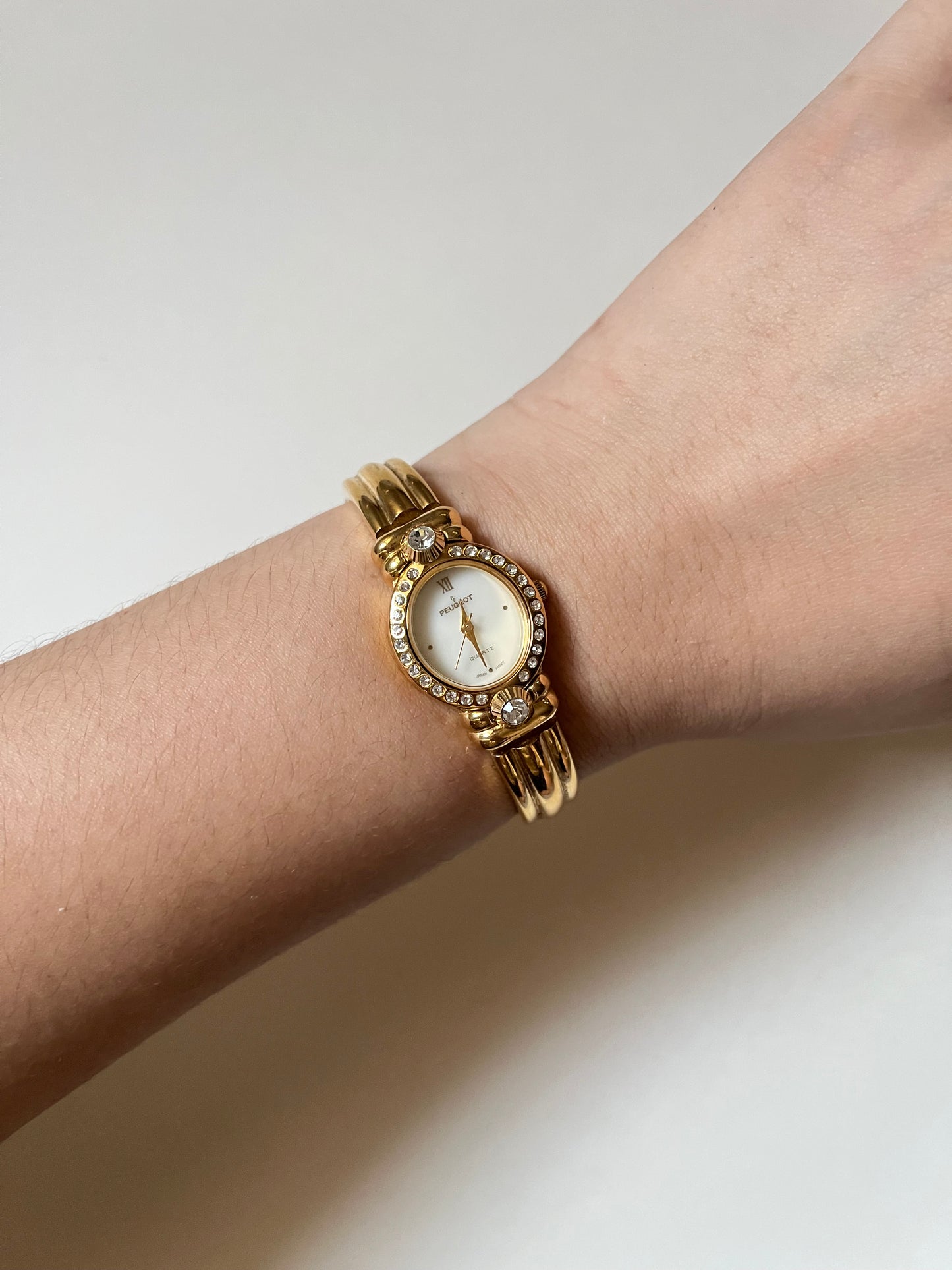 Very Rare and Stunning Gold Tone Open Cuff Watch with Interchangeable Accessories