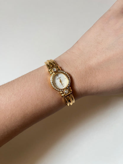 Very Rare and Stunning Gold Tone Open Cuff Watch with Interchangeable Accessories