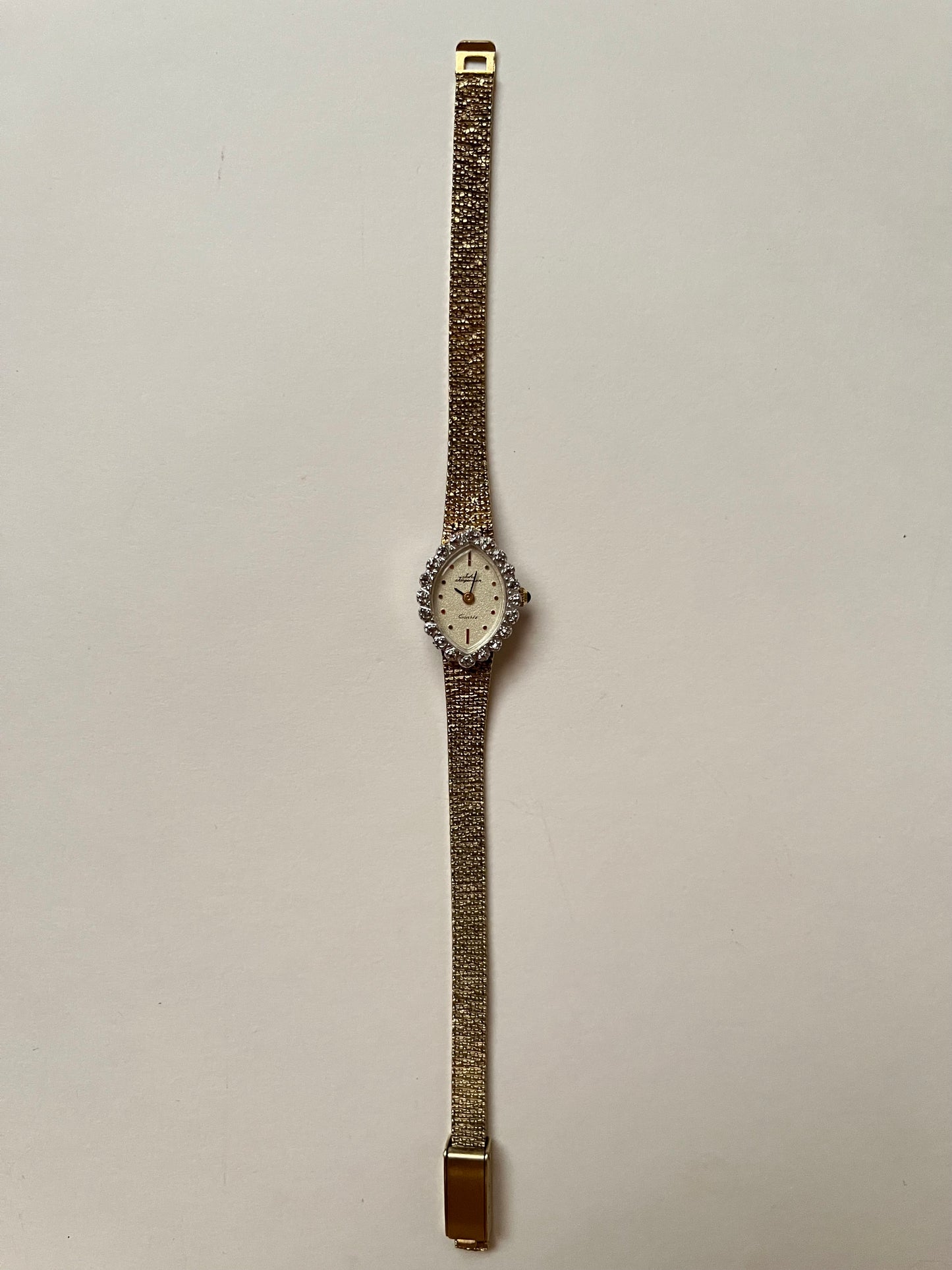 Astonishing Vintage Gold Tone Italy Made Jules Jurgensen Cocktail Watch with Real Diamonds