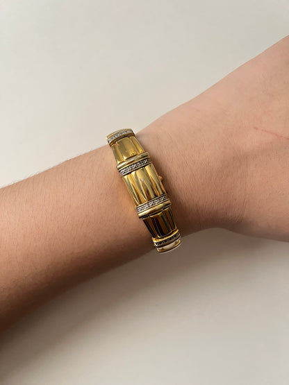 Extremely Rare Vintage Gold Tone Citizen Peekaboo/Slide-out Watch with Diamond Accents