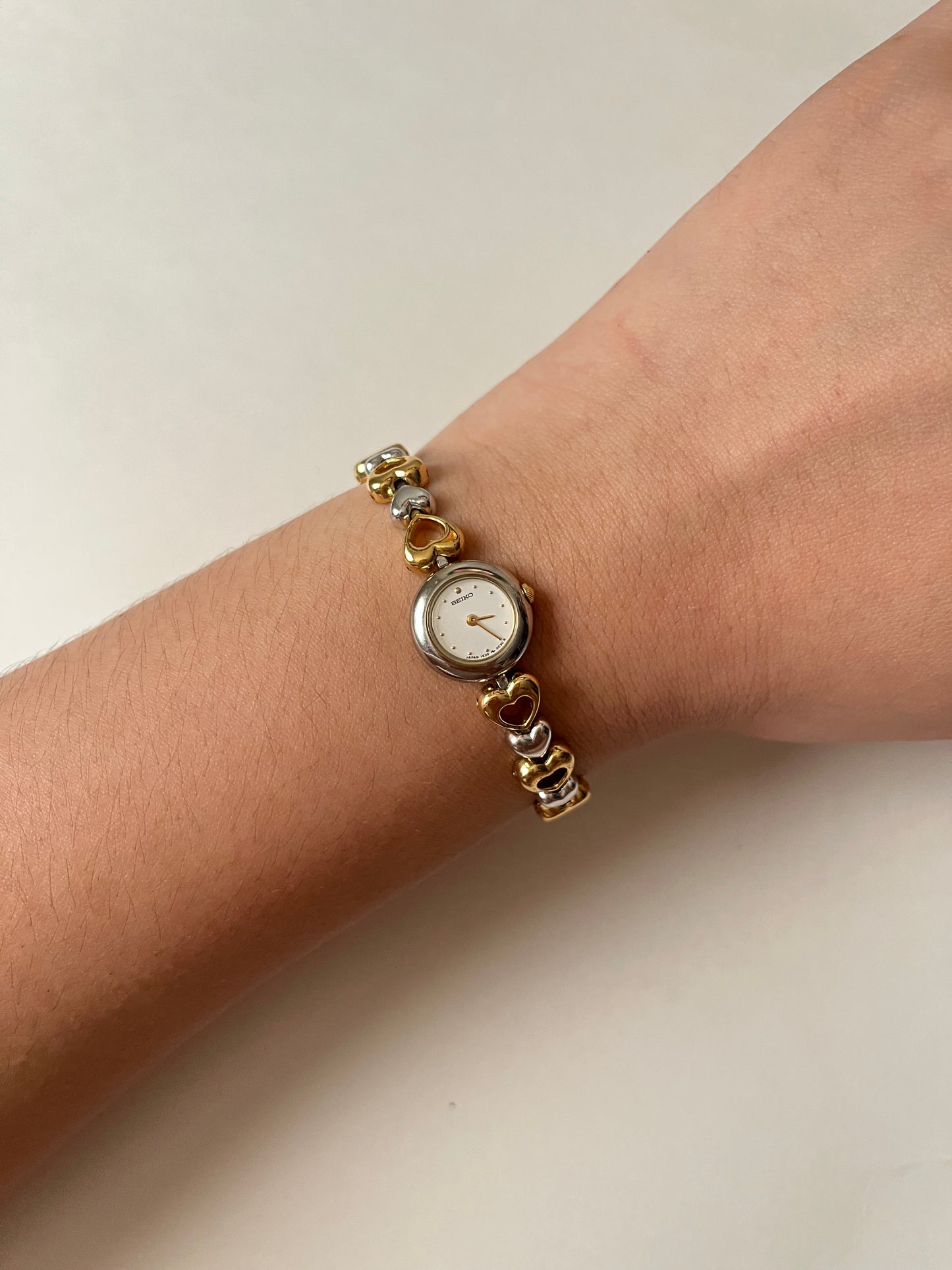 Very Dainty Two Toned Seiko Watch with Heart Shaped Links
