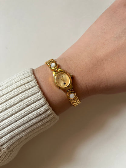 Rare and Unique Gold Tone Watch with Interchangeable Studs