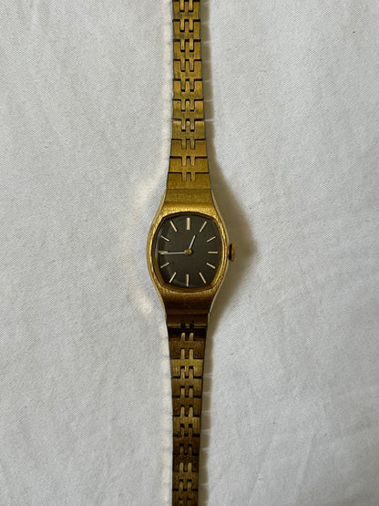 Gold Tone Watch with Black Square Dial