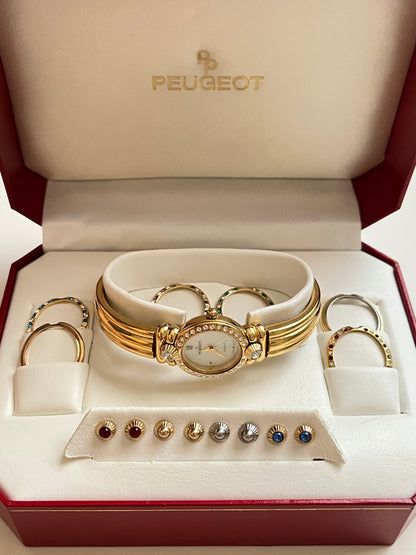 Very Rare and Stunning Gold Tone Open Cuff Watch with Interchangeable Accessories