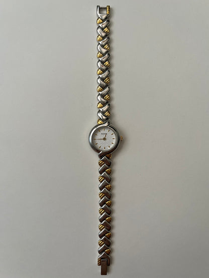 Two Toned Watch with Round Dial