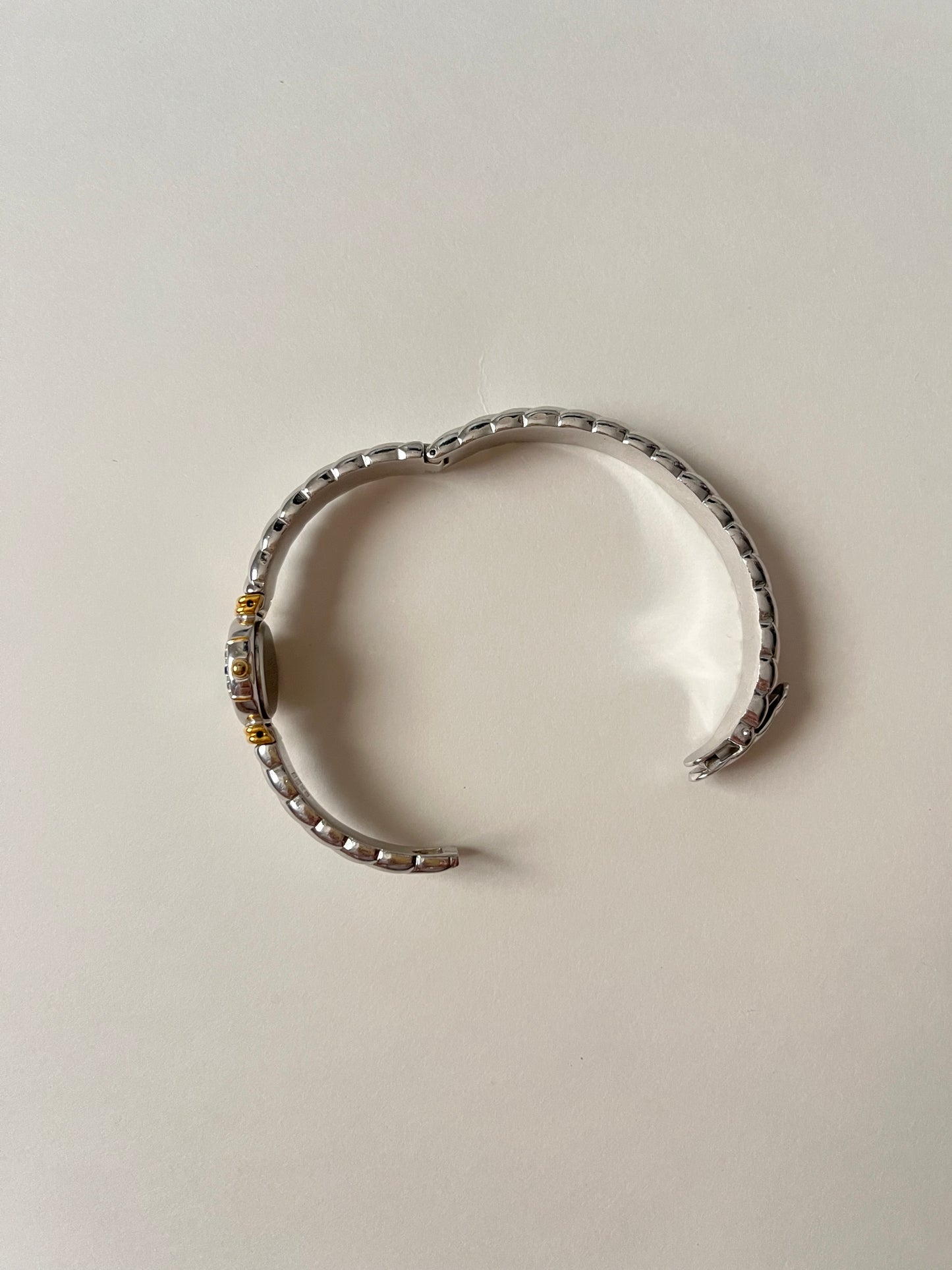 Absolutely Amazing Two Toned Seiko Cuff Watch with Real Sapphires and Diamonds Accent