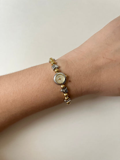 Extremely Rare and Dainty Two Toned Seiko Watch with Dove Bird Accents