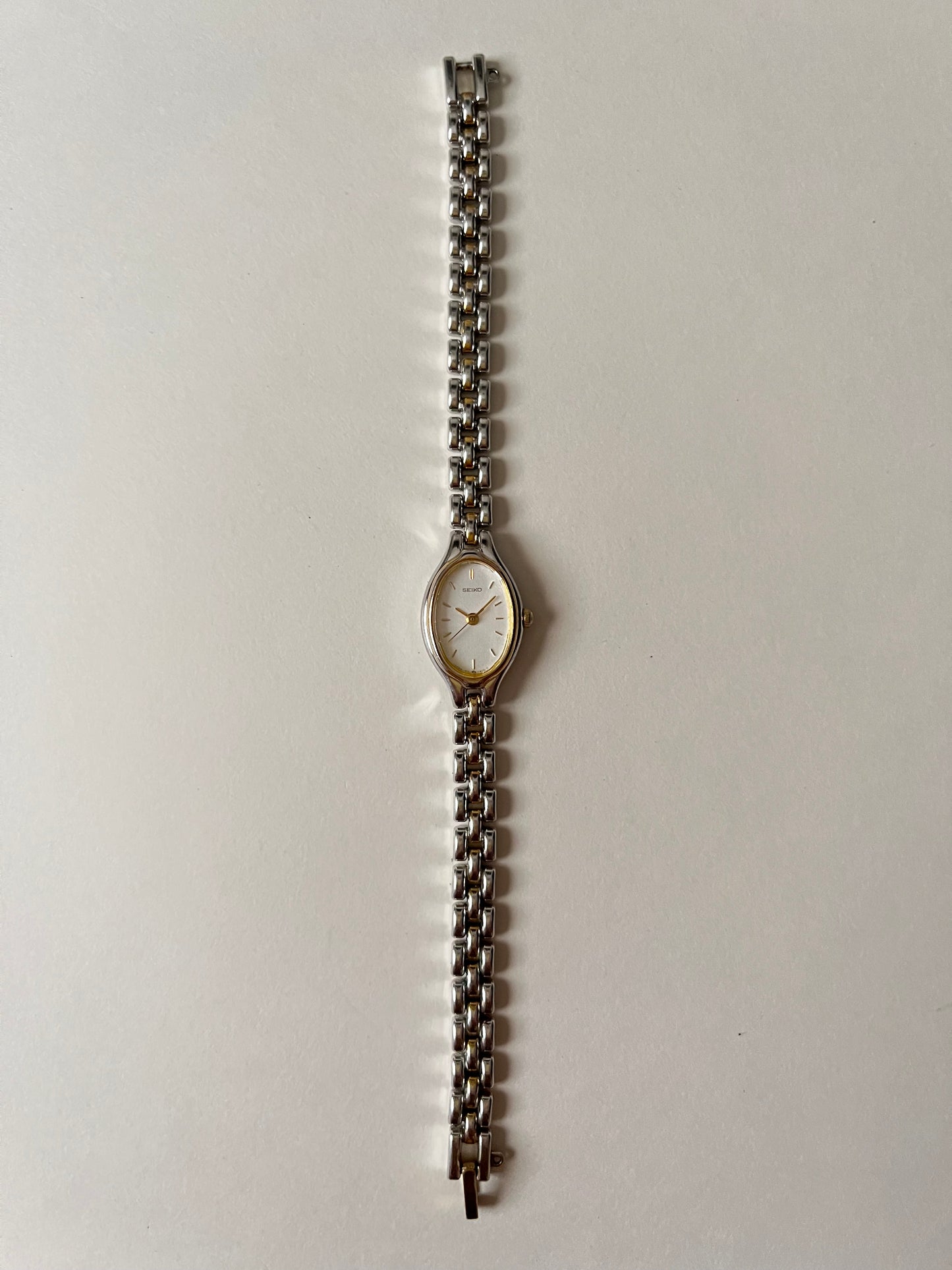 Lovely Dainty Two Toned Seiko Watch with Oval Dial