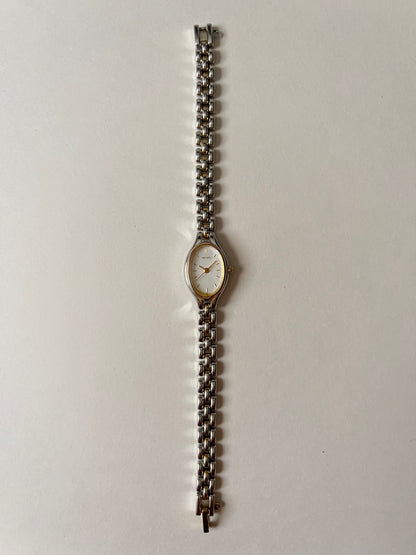 Lovely Dainty Two Toned Seiko Watch with Oval Dial